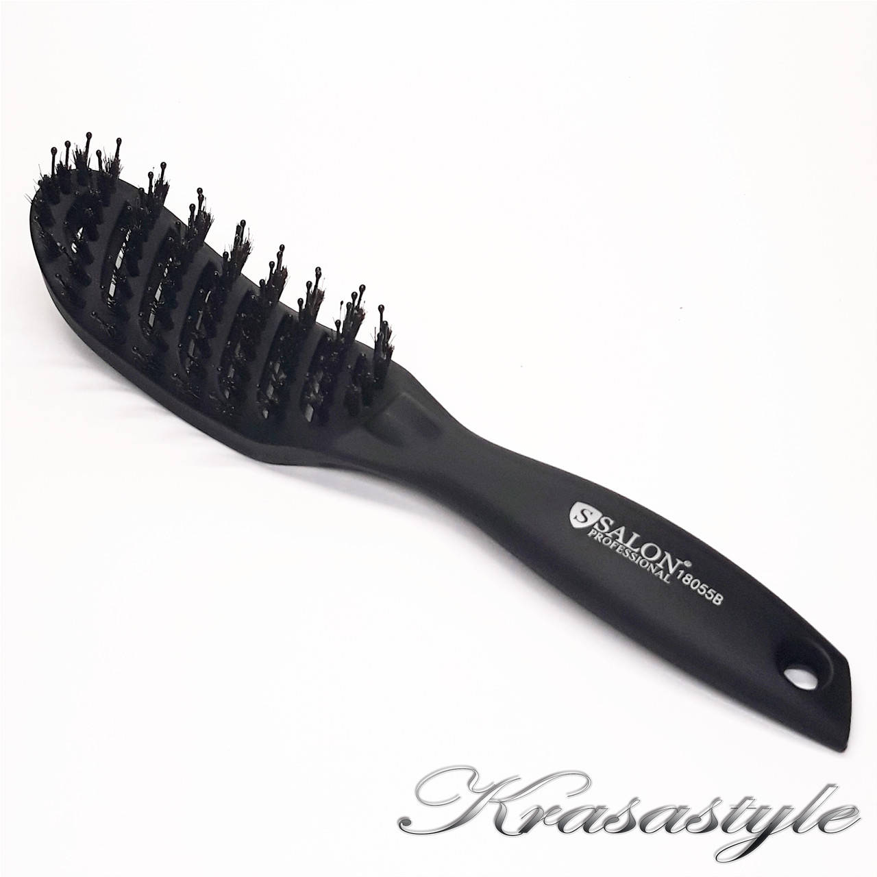 

Расческа для волос SALON Professional изогнутая со щетиной, "Лодочка"., Черный
