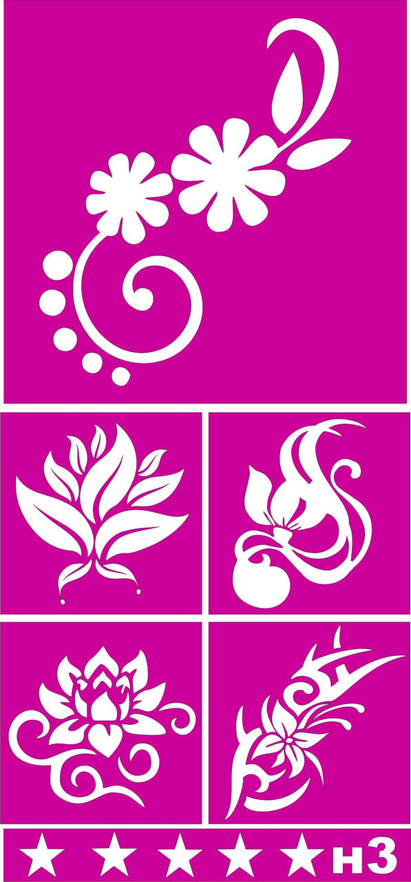 

№ Н3 - трафарет для био тату хной и глиттером от Boni Kasel 20*9 см