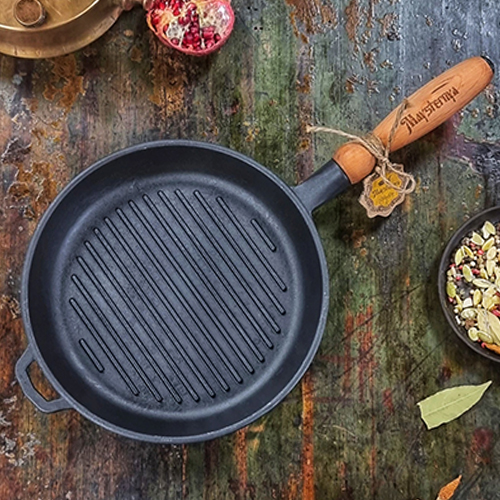 

Сковорода чугунная литая круглая (гриль) 24*4см