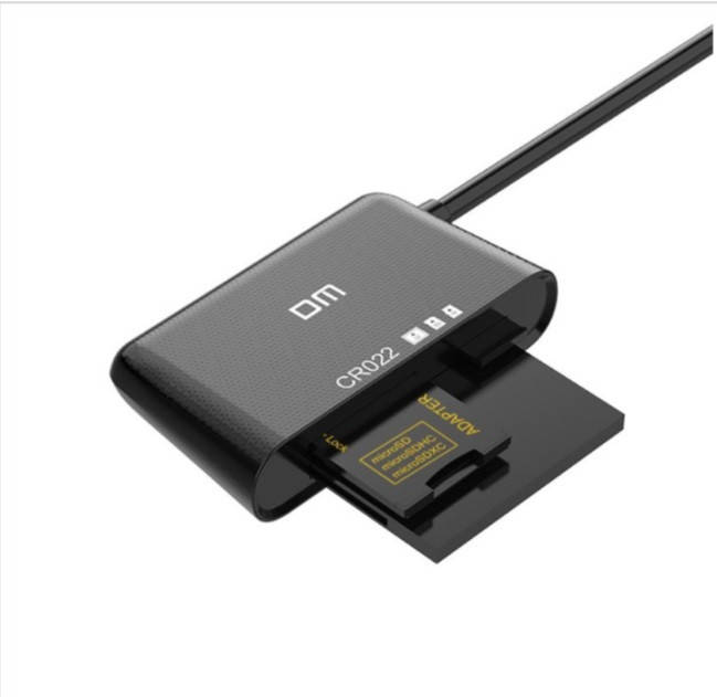 

Картридер DM CR022 Type C 3in1 (SD / micro SD / CF card) Black, Черный