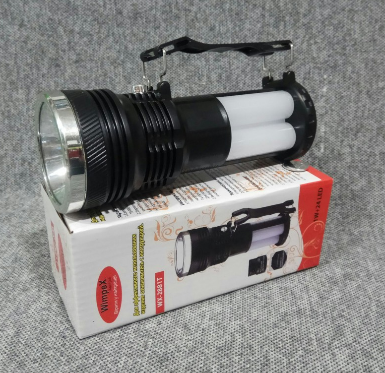 

Фонарь ручной Wimpex WX-2881T светодиодный на аккумуляторе два источника света Черный