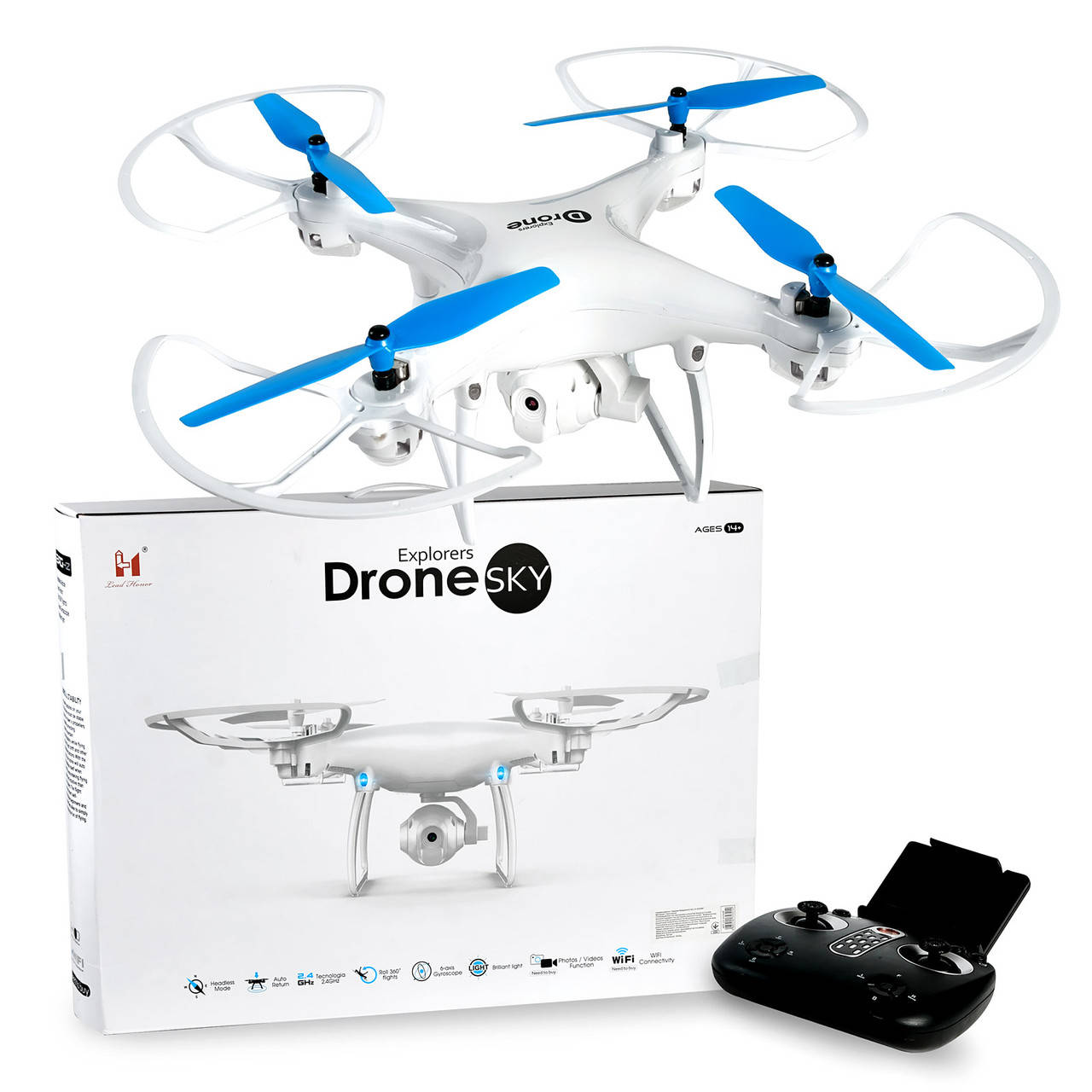 

Квадрокоптер для детей с камерой и гироскопом и подсветкой Drone Sky