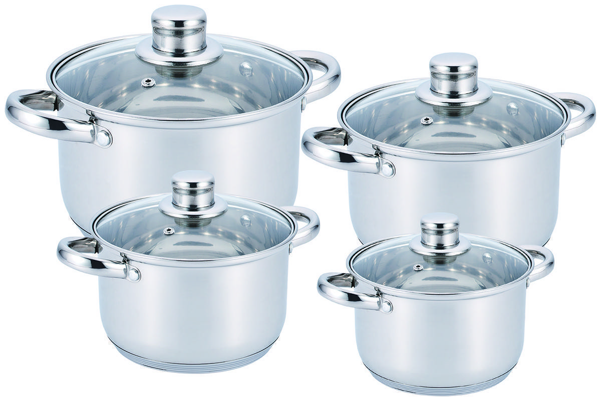 

Набор кастрюль из нержавеющей стали 8 предметов Benson BN-206 (2,1 л, 2,9 л, 3,9 л, 6,5 л) | кастрюля, Белый