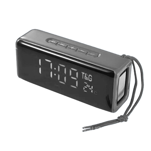 

Портативная колонка TG174, Bluetooth, радио, Power Bank, часы, термометр, speakerphone, серый