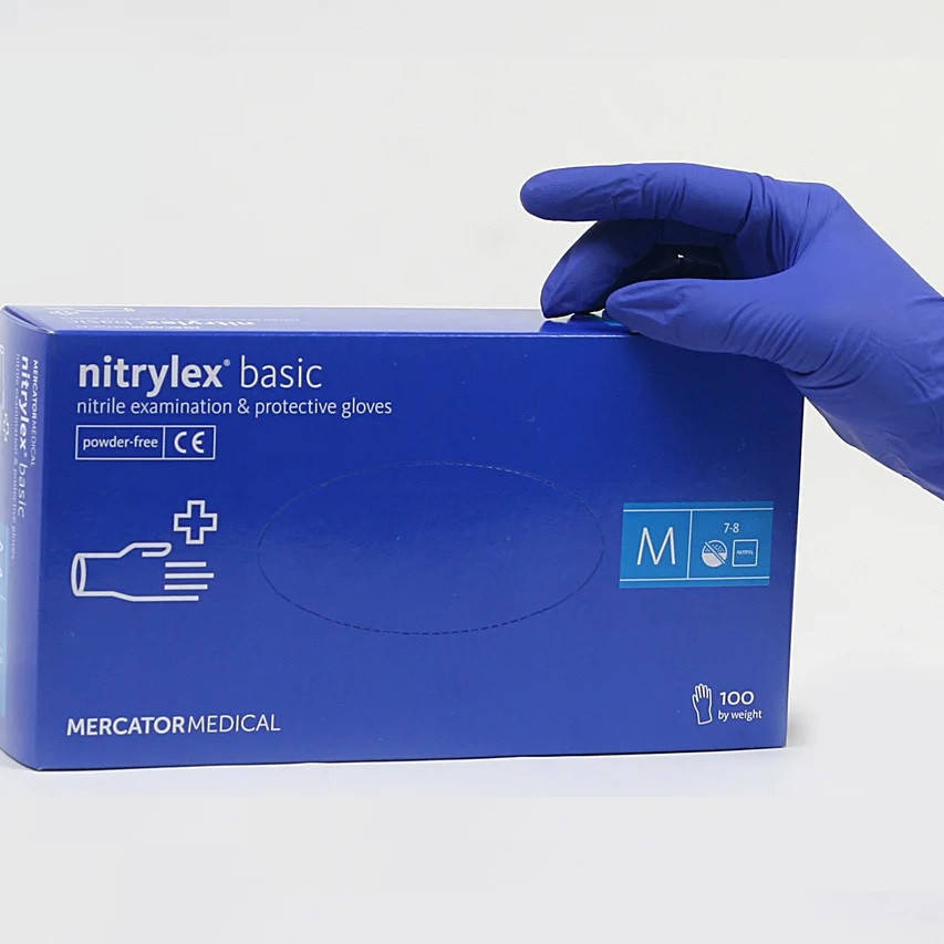 

Перчатки Nitrylex Basic нитриловые М синие 100шт/50пар, Синий