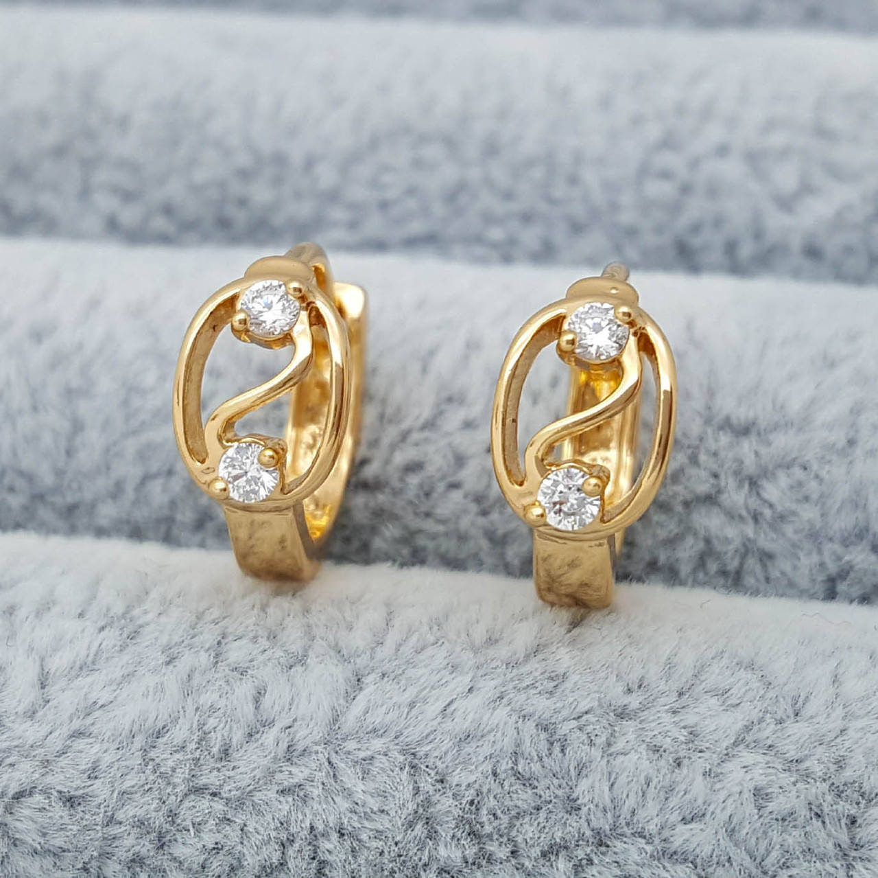 

Серьги Овал с двумя камешками, медзолото Xuping, 18К
