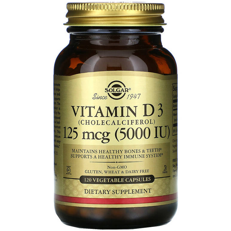 

Витамин D3, SOLGAR "Vitamin D3 (Cholecalciferol)" 5000 МЕ (120 капсул)