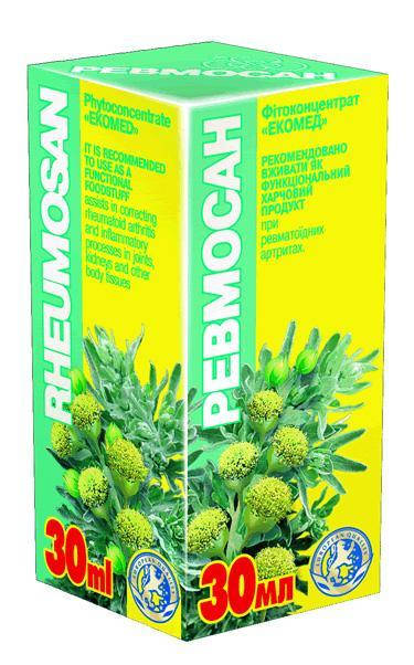

Ревмосан Экомед уменьшает боли, в суставах при ревматизме , подавляет воспаление суставов, почек, 30мл