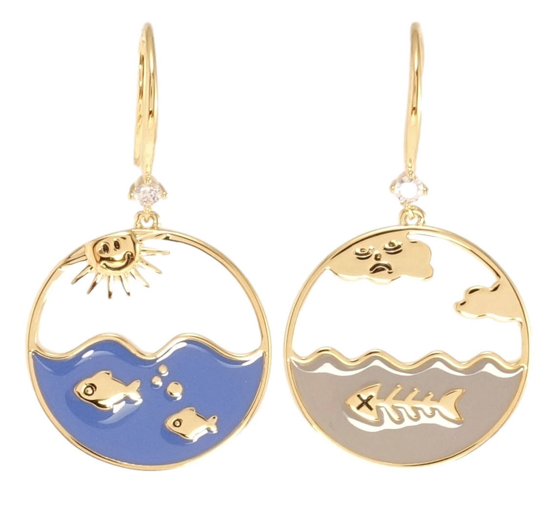 

Серьги Xuping QQMM Позолота 14K французский замок "Фантазийные ассиметричные серьги"