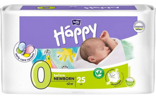 

Подгузники детские Happy 0 Before New Born 25 шт
