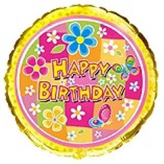 

Коло фольговане 18" Happy Birthday Жовтий фон, Разные цвета