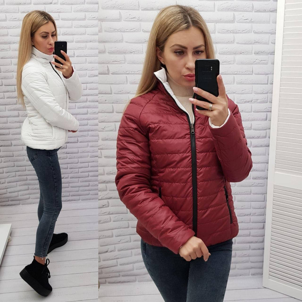 

Куртка короткая двухсторонняя арт. M555 белый + бордо / белая и марсала 44, Черный