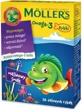 

Tran Mollers Omega-3 рыбки, 36 шт.Малиновий смак