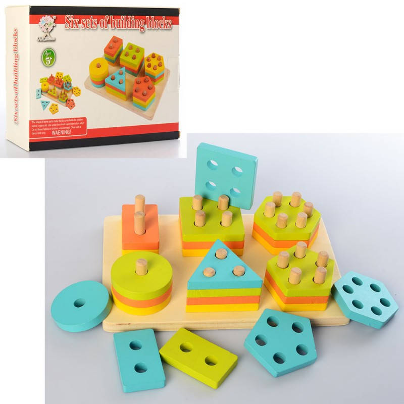 

Деревянная игрушка пирамидка сортер - логика геометрические фигуры Геометрика MD 2309