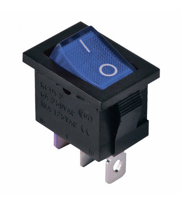 

Переключатель KCD1-2-101N BL/B 220V 1 клавиша синяя с подсветкой TechnoSystems TNSy5500691