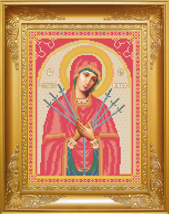 

Схема для вишивки бісером Богородица Семистрельная. . Арт. КРМ-22