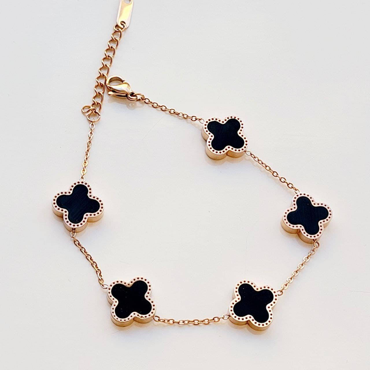 

Браслет ван клиф черный клевер медицинский сплав покрытие позолота