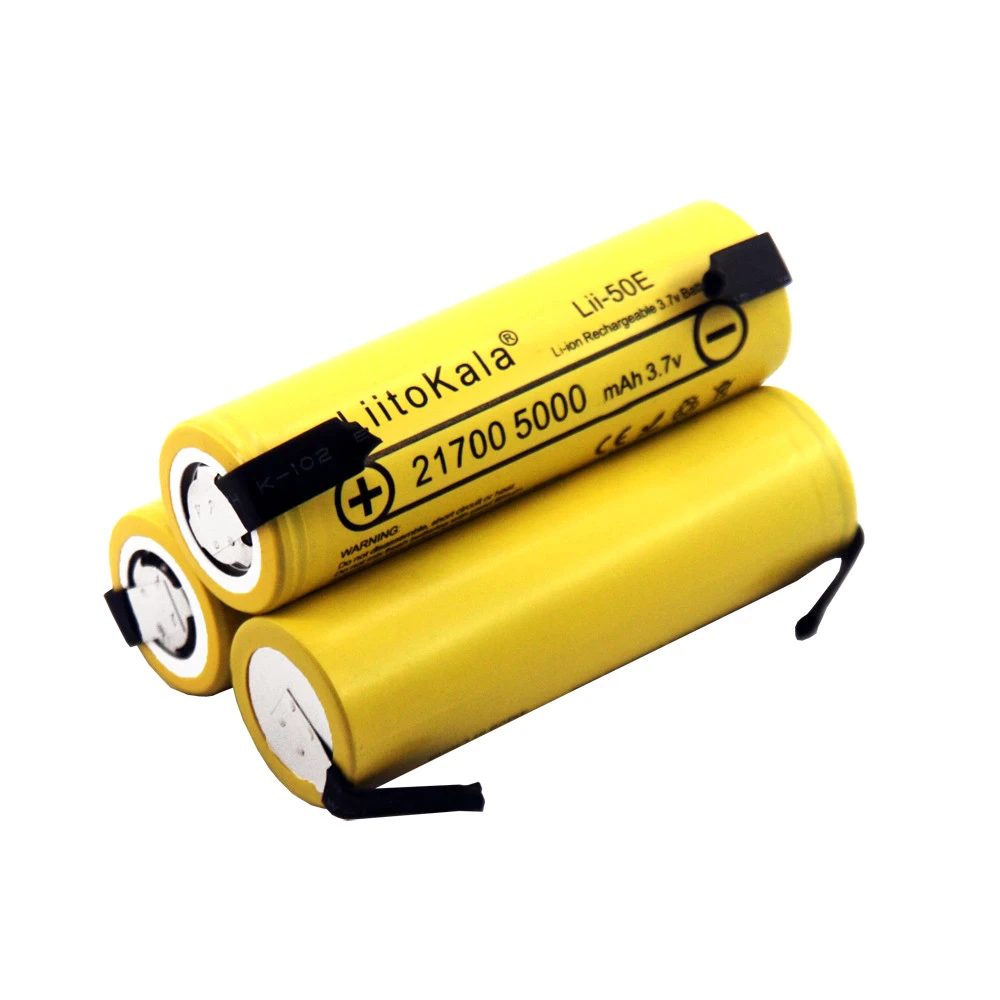 

Аккумулятор Liitokala 21700 Lii-50Е 3.7V 5000mAh с выводами под пайку (Желтый)