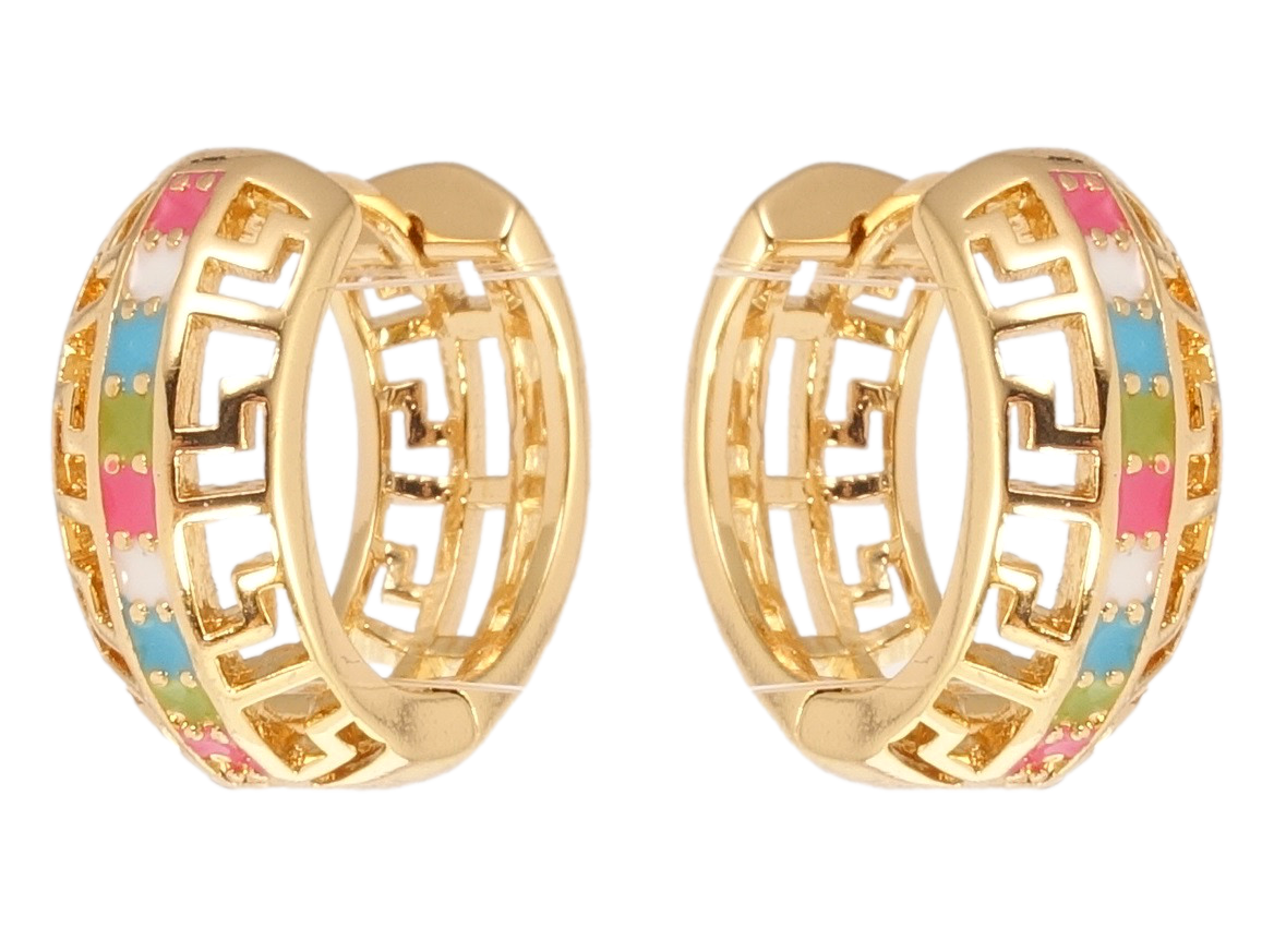 

Серьги Xuping Позолота 18K колечки "Резной орнамент с цветной эмалью"