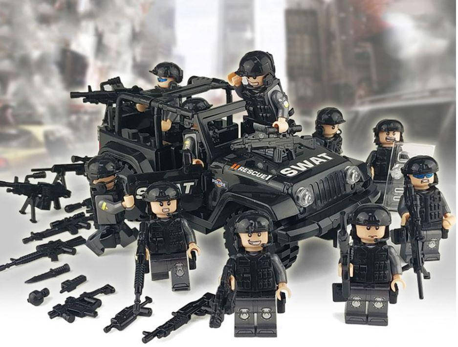 

Фигурки человечки военные спецназ swat солдаты полиция джип для лего lego