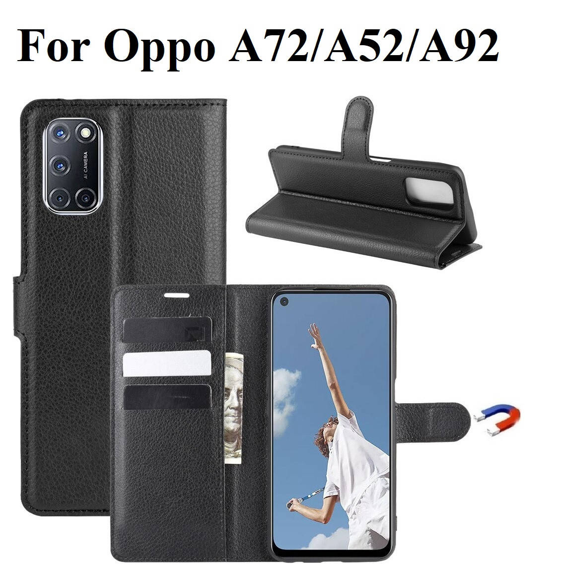 

Чехол книжка Wallet для Oppo A52/A72/A92, Черный