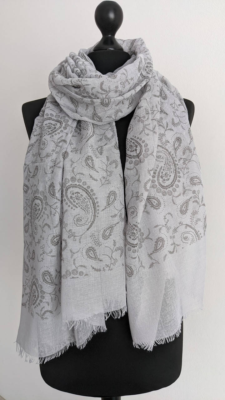 

Шарф літній котоновий легкий з "огірками" сірий, Серый