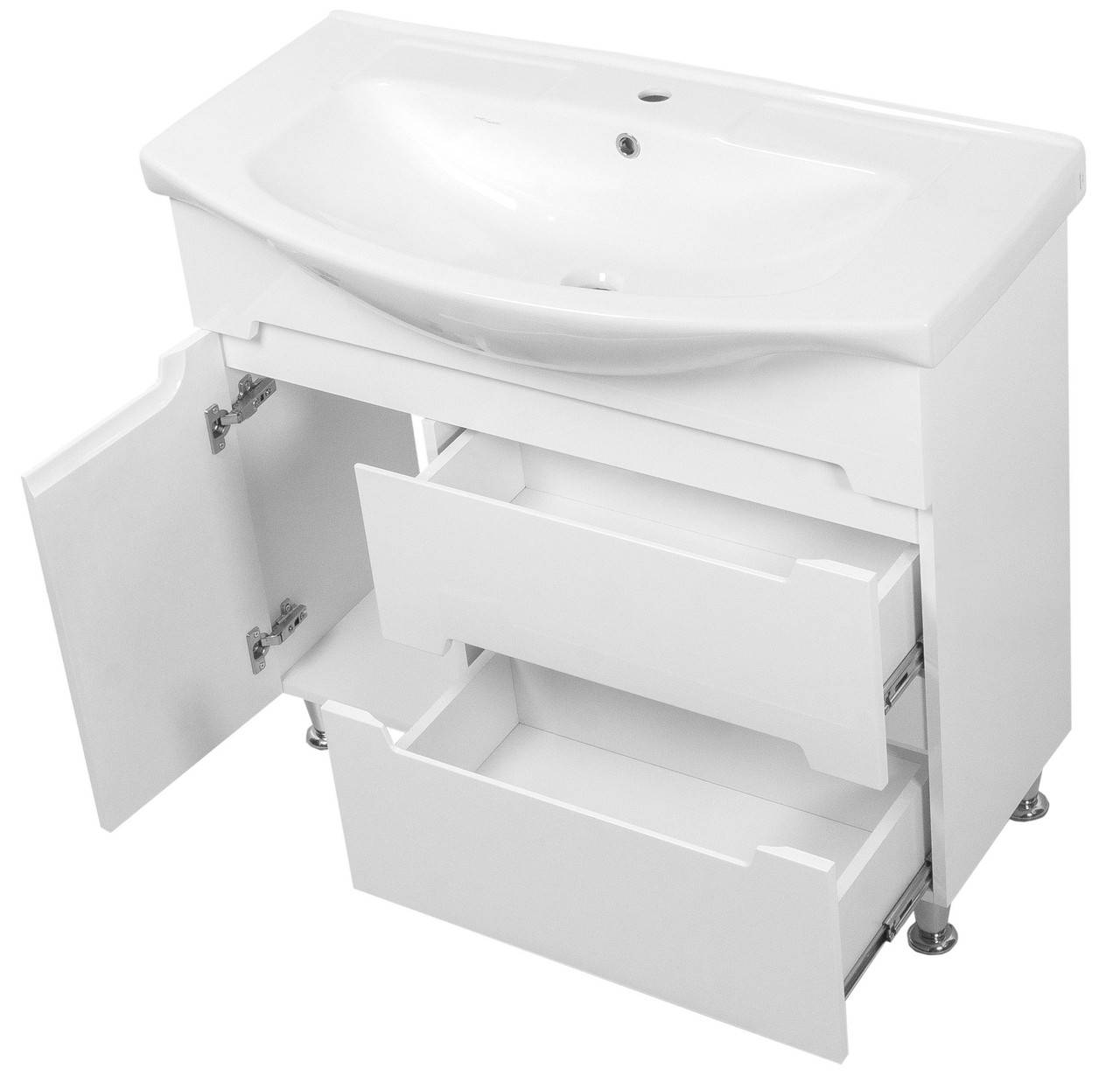 

Тумба ЮВВИС для ванной комнаты 95 см белая напольная МАРКО Т-18 с умывальником "ИЗЕО"