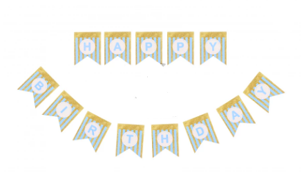 

Гірлянда прапорці "Happy Birthday блискітки". Колір Блакитний. Довжина 3м.