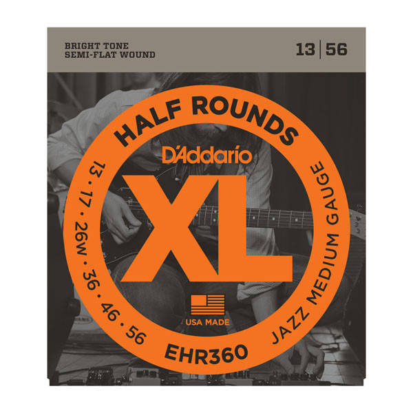 

Струны для электрогитар D`ADDARIO EHR360 XL HALF ROUNDS JAZZ MEDIUM 13-56
