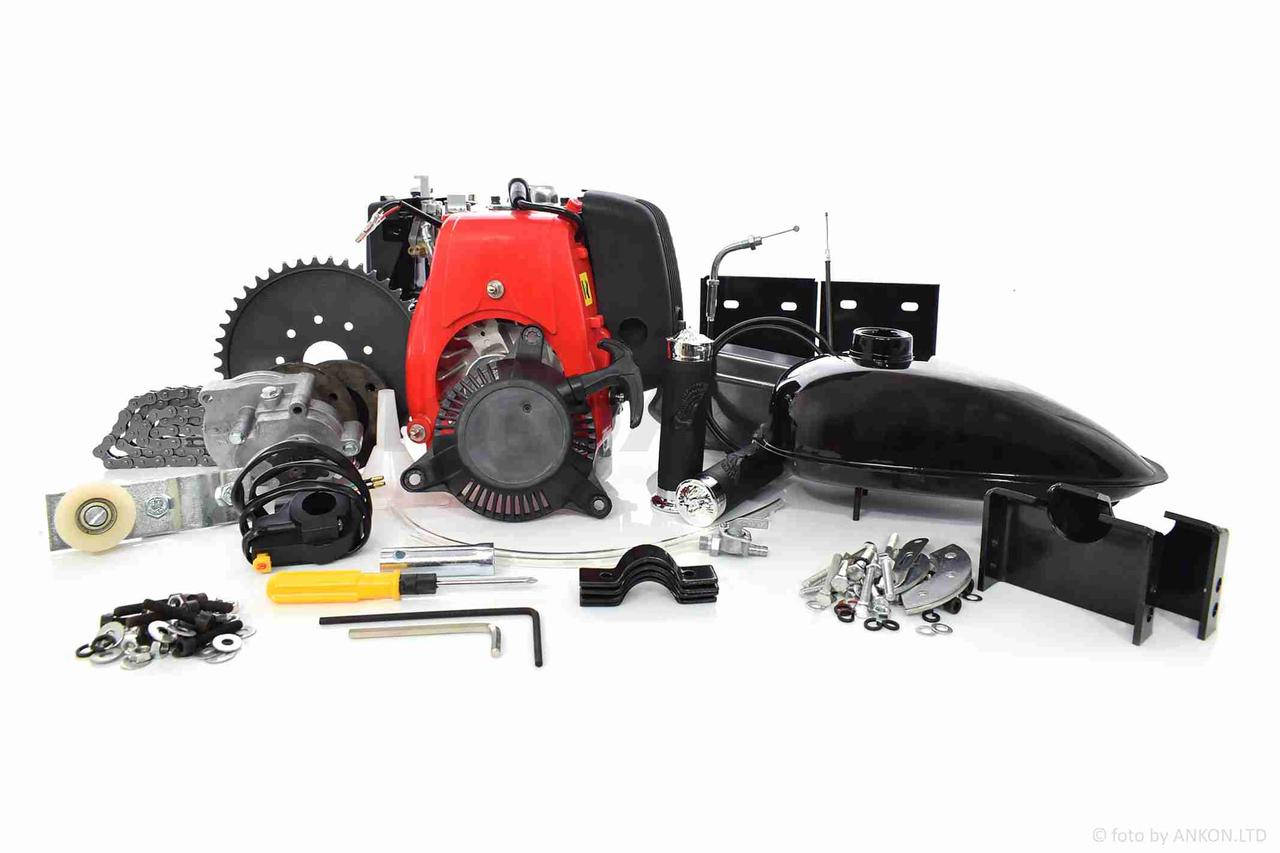 

Двигатель веломотор 4T 80сс ручной стартер, в сборе