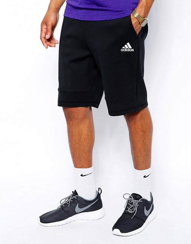 

Шорты Adidas ( Адидас ) чёрные белый лого