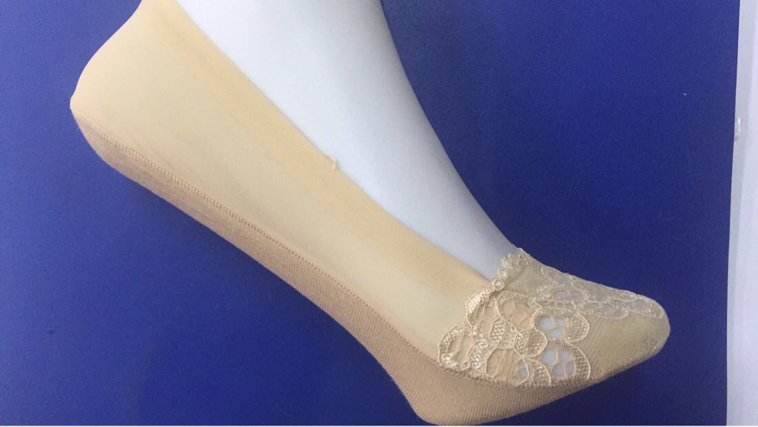 

Носки следы женские ажурный капрон на силиконе Alina, Бежевый