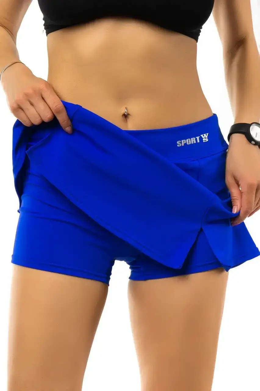 

Юбка шорты ластиковые бифлекс эластан спортивные для фитнеса танцев гимнастики хореографии электрик. 38-50р