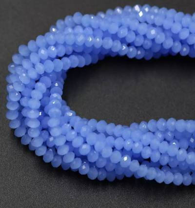 

Бусины хрустальные (Рондель) 4*3 мм, пачка 140-145 шт, цвет - голубой матовый