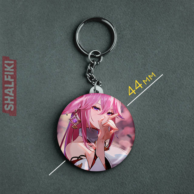 

"Гудзи Яэ Мико (Геншин / Genshin)" брелок круглый Ø44 мм, Разные цвета