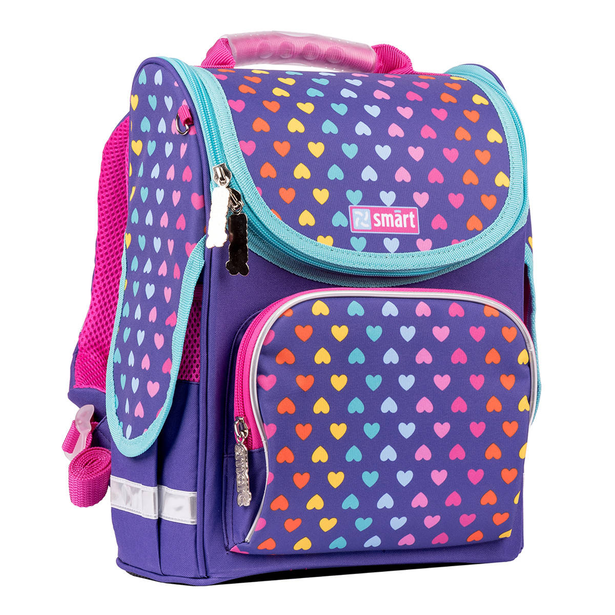 

Рюкзак школьный каркасный SMART PG-11 "Rainbow hearts", фиолетовый