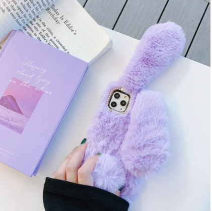 

Чехол кролик плюшевый с ушками для Xiaomi Redmi Note 8T Purple
