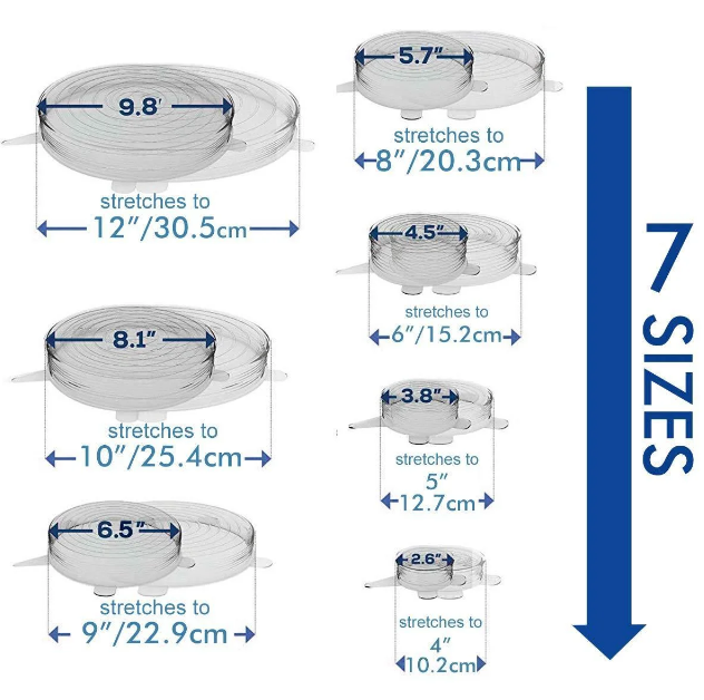 

Пищевые крышки пленки силиконовые многоразовые Super stretch silicone lids (6шт)