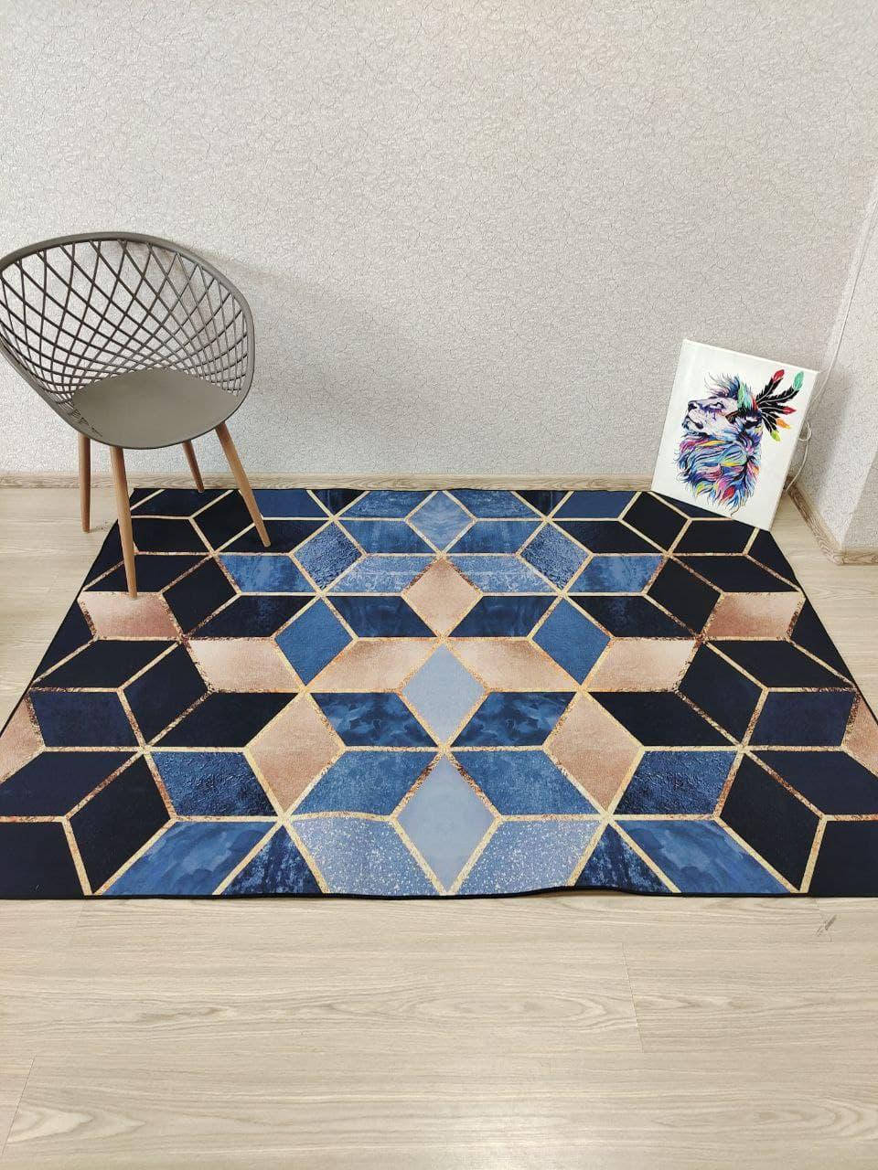 

Бесплатная доставка! 200х300 см Коврик для дома &quot;Соты синие&quot; микрофибра