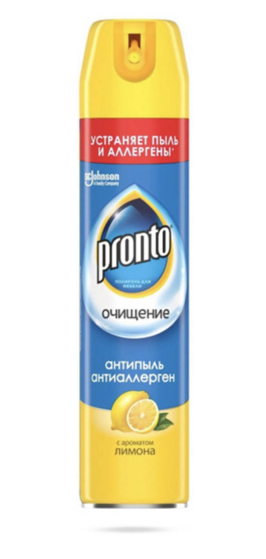 

Полироль для мебели Pronto антипыль и антиаллерген с лимоном 250мл