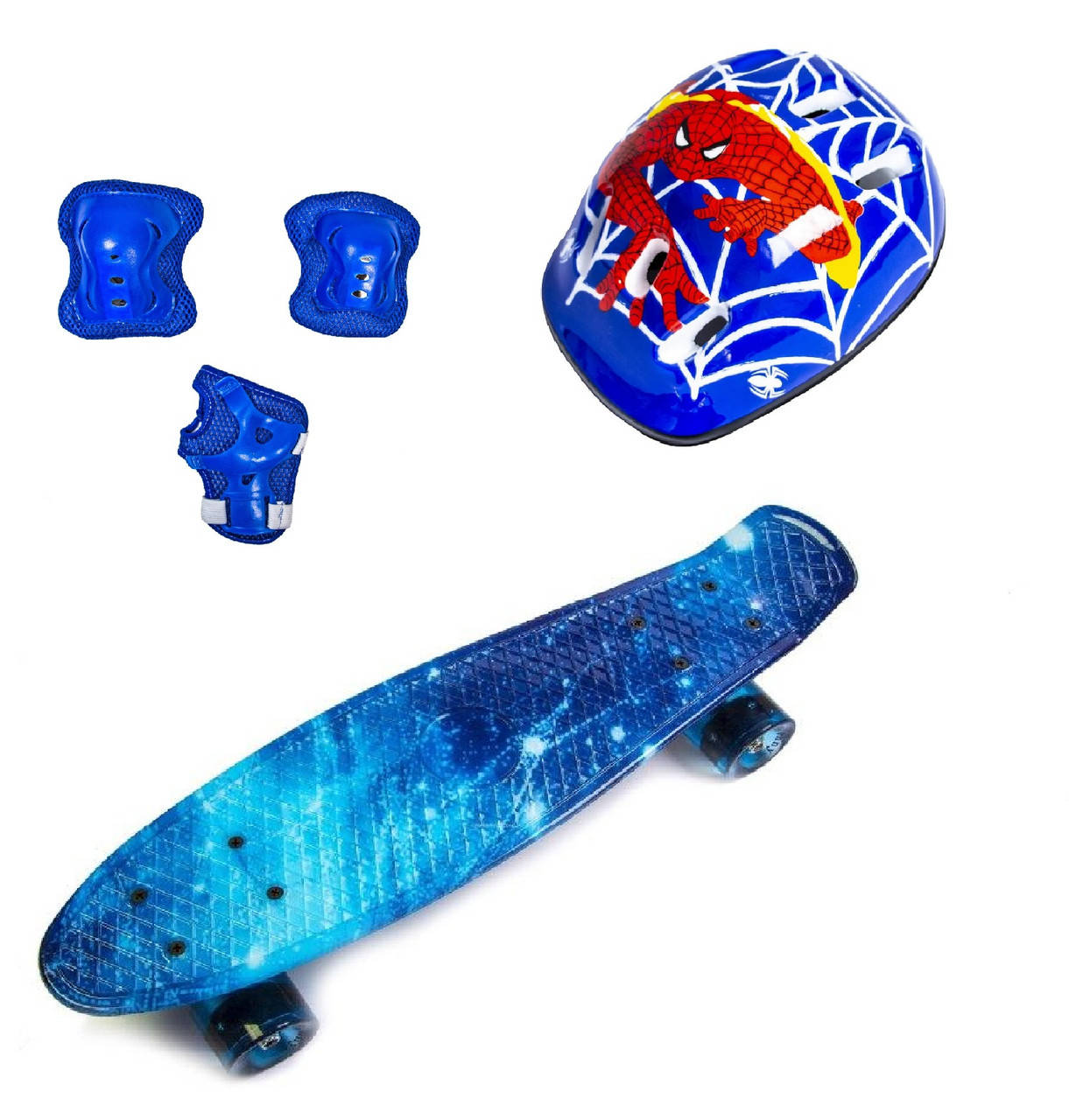 

СкейтБорд Penny Board. Spice.+защита+шлем. Светящиеся колеса.