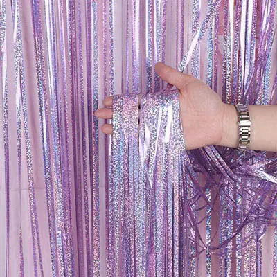 

Штора фольгированная для фотозоны из дождика 1х2 м Голограма лиловая, Лиловый