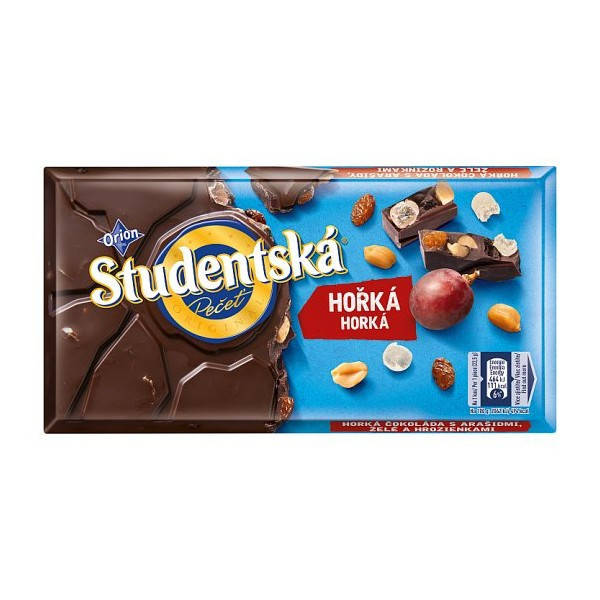 

Шоколад черный "Studentska" с изюмом и арахисом 180г