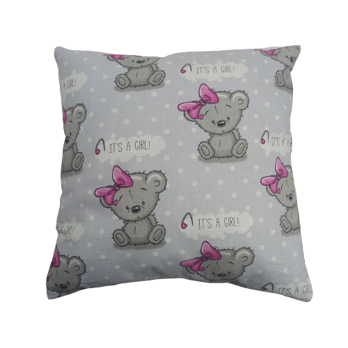 

Наволочка, 40*40 см, (хлопок), (Its a girl! на сером)
