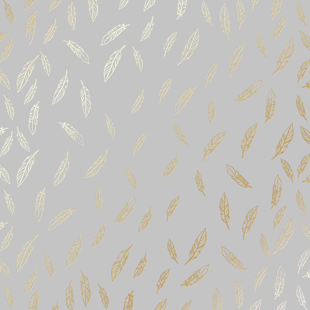 

Папір односторонній з фольгуванням - Golden Feather Gray - Fabrika Decoru - 30x30