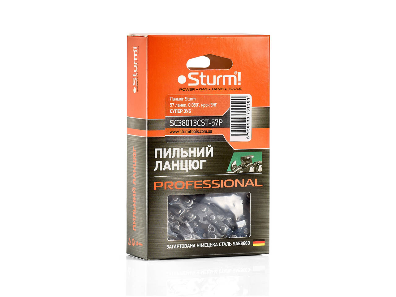 

Цепь 57 звена, 0,050", шаг 3/8", супер зуб Sturm SC38013CST-57P