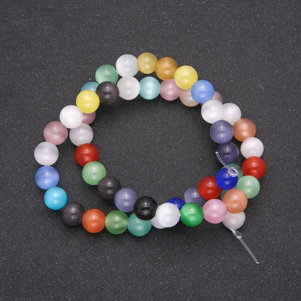 

Бусины на нитке Кошачий Глаз Ассорти гладкий шарик d-8(+-)мм L-38см