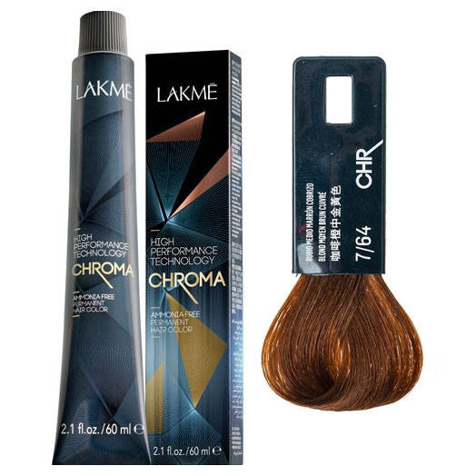 

Безаммиачная крем-краска для волос Lakme CHROMA 7/64 Средний блондин коричнево-медный