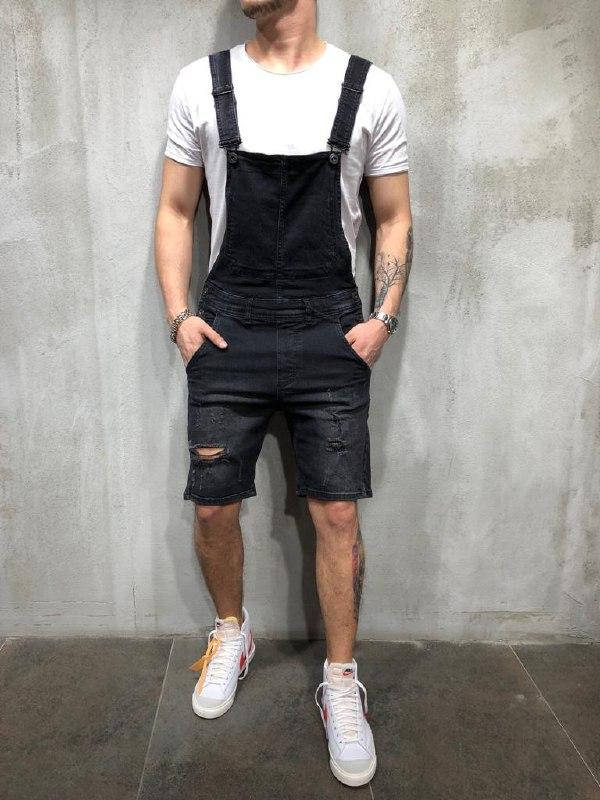 

Мужской джинсовый комбинезон , в черном цвете 32, Черный