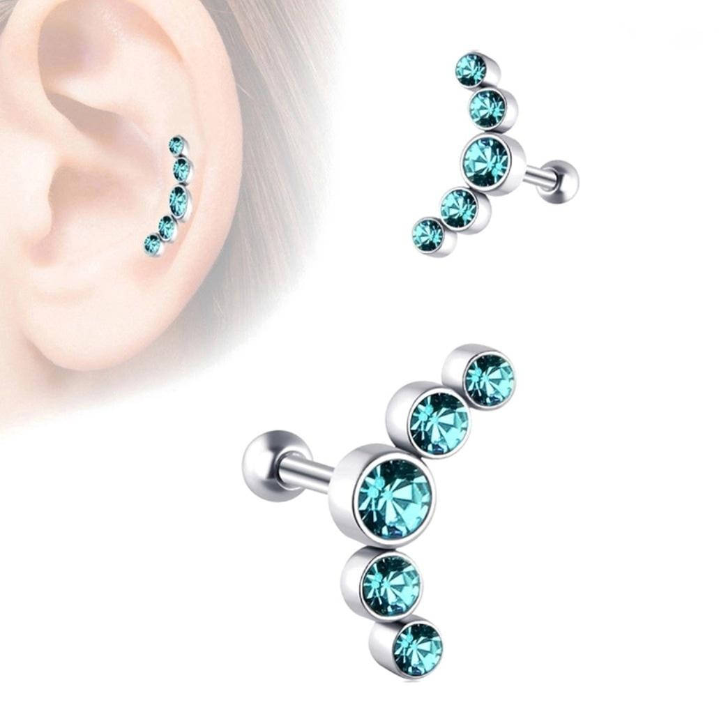 

Серьга для хряща уха с камнями